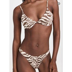 Good American Satin Demi Cup Zebra Bikini Top NWT Size 0